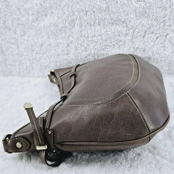 Liz Claiborne Vintage Taupe Faux Leather Hobo  Shoulder Bag - Picture 5 of 16